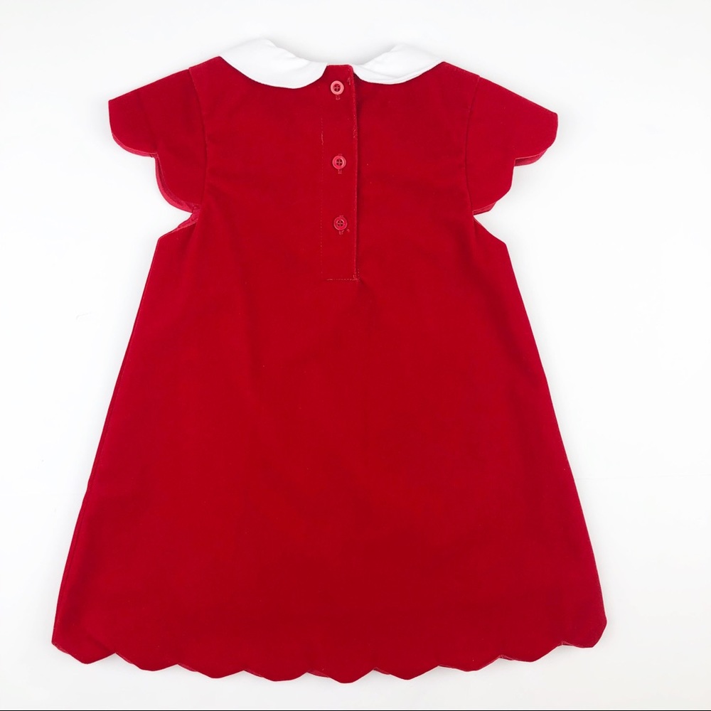 Carriage Boutique Red Velvet Scallop Hem Dress 18M - Picture 9 of 10